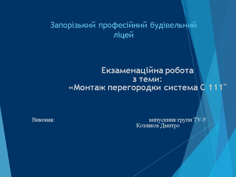 Запорізький професійний будівельний ліцей       Екзаменаційна робота  з